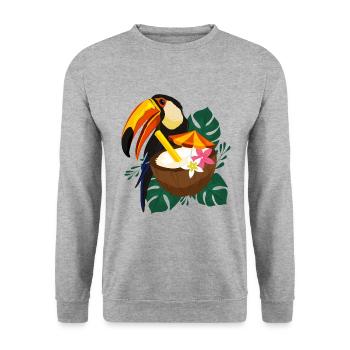 Toucan Summer - Poster - Unisex Pullover - Weißgrau meliert - Vorne - Alina (178cm) & Michal (187cm)