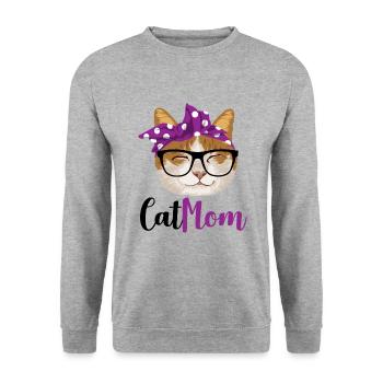 Cat Mom - Poster - Unisex Sweatshirt - salt & pepper - Front - Alina (178cm) & Michal (187cm)