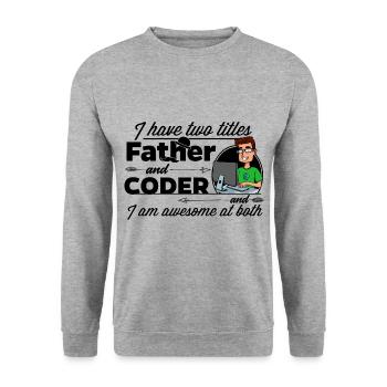 Programmierer und Vater - Unisex Pullover - Weißgrau meliert - Vorne - Alina (178cm) & Michal (187cm)