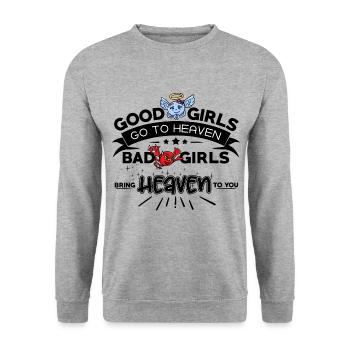 Les mauvaises filles vous apportent le paradis - Sweat-shirt Unisexe - gris chiné - Devant - Alina (178cm) & Michal (187cm)