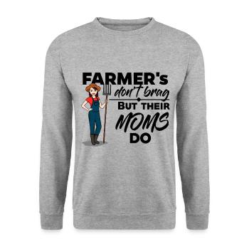 Farmerin & Landwirtin - Their Moms Brag - Unisex Pullover - Weißgrau meliert - Vorne - Alina (178cm) & Michal (187cm)