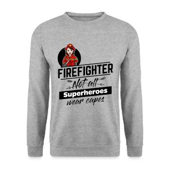 Firefighter - superhero without a cape - Unisex Sweatshirt - salt & pepper - Front - Alina (178cm) & Michal (187cm)
