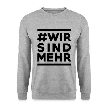 #Wir Sind mehr #Chemnitz - Unisex Pullover - Weißgrau meliert - Vorne - Alina (178cm) & Michal (187cm)