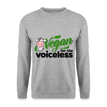 Végétarien végétalien pour les sans voix (vache) - Sweat-shirt Unisexe - gris chiné - Devant - Alina (178cm) & Michal (187cm)