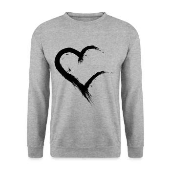 Herz unvollständig offen Schwarz Design Vektor - Unisex Pullover - Weißgrau meliert - Vorne - Alina (178cm) & Michal (187cm)