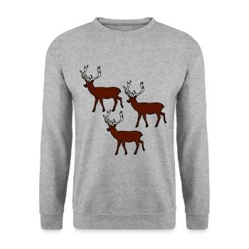 Hirsche, Waldtiere, Comicstyle, Kinder, Baby - Unisex Pullover - Weißgrau meliert - Vorne - Alina (178cm) & Michal (187cm)