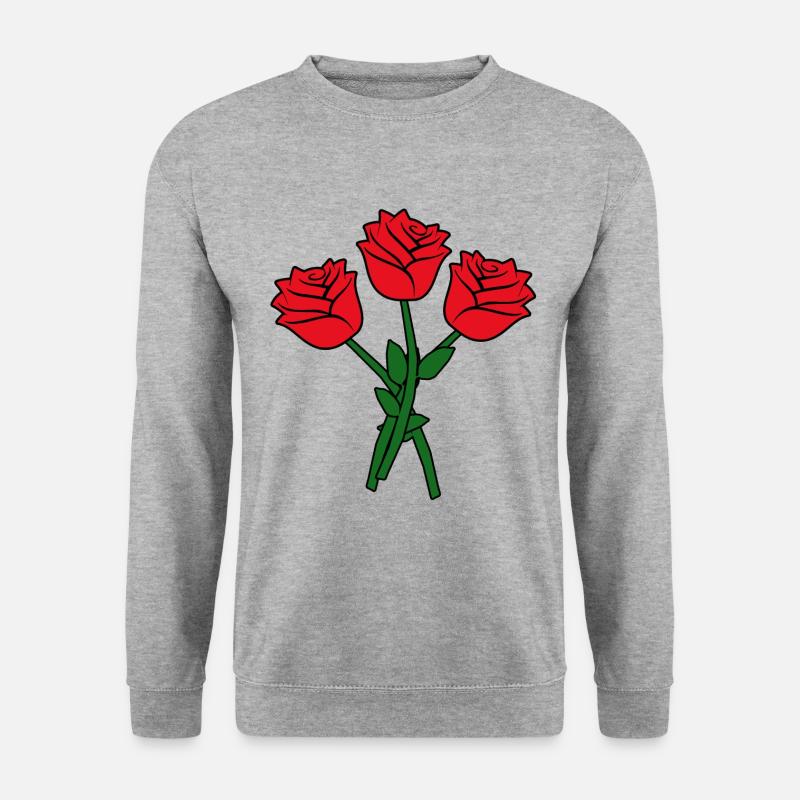 Blumenstrauss rote Rosen - Unisex Pullover - Weißgrau meliert