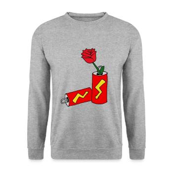 Red Rose in Energy Drink Can Gift Nerd - Unisex Sweatshirt - salt & pepper - Front - Alina (178cm) & Michal (187cm)
