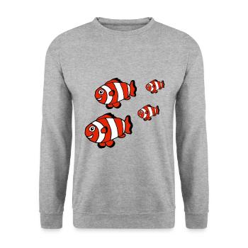 Famille de poissons clowns, poissons, mer, parents, enfants - Sweat-shirt Unisexe - gris chiné - Devant - Alina (178cm) & Michal (187cm)