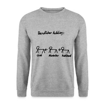 Beruflicher Aufstieg, Lustiger Comic, Geschenk Job - Unisex Pullover - Weißgrau meliert - Vorne - Alina (178cm) & Michal (187cm)