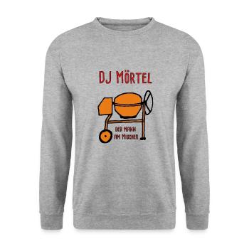Dj Mörtel - Der Mann am Mischer - Unisex Pullover - Weißgrau meliert - Vorne - Alina (178cm) & Michal (187cm)