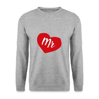 Mr mariée couple - Sweat-shirt Unisexe - gris chiné - Devant - Alina (178cm) & Michal (187cm)
