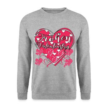 Frohen Valentinstag, Happy Valentin's day - Unisex Pullover - Weißgrau meliert - Vorne - Alina (178cm) & Michal (187cm)
