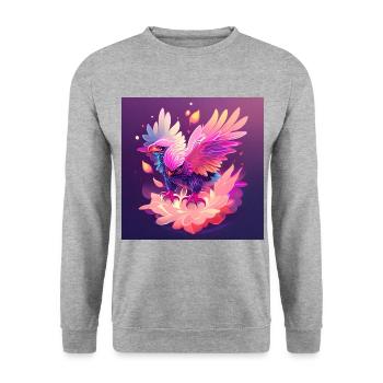 Fantasie Adler 4 - Unisex Pullover - Weißgrau meliert - Vorne - Alina (178cm) & Michal (187cm)
