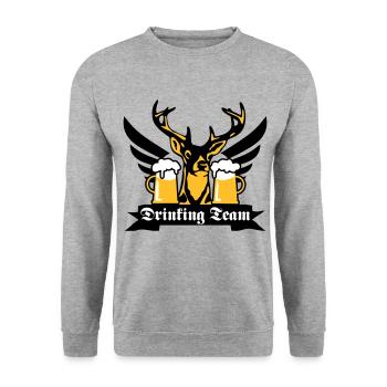 176 Super cerf drink team aile bière - Sweat-shirt Unisexe - gris chiné - Devant - Alina (178cm) & Michal (187cm)