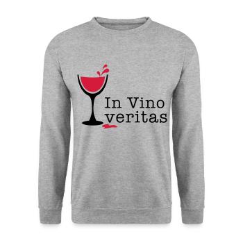 In Vino Veritas / Latein / Im Wein liegt die - Unisex Pullover - Weißgrau meliert - Vorne - Alina (178cm) & Michal (187cm)