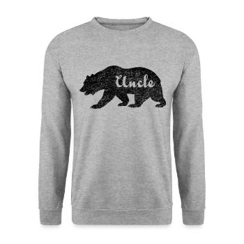 Uncle Bear Gifts idea for uncles. Camping Wildlife - Unisex Sweatshirt - salt & pepper - Front - Alina (178cm) & Michal (187cm)