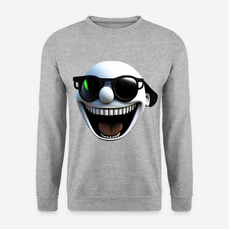 Lachendes Gesicht - Unisex Pullover - Weißgrau meliert