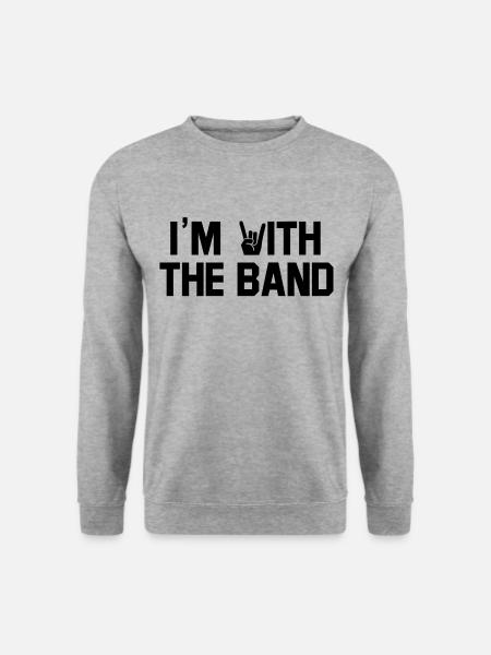 Ich bin bei der Band. Outfit für Konzerte. Rock.Metal - Unisex Pullover - Weißgrau meliert