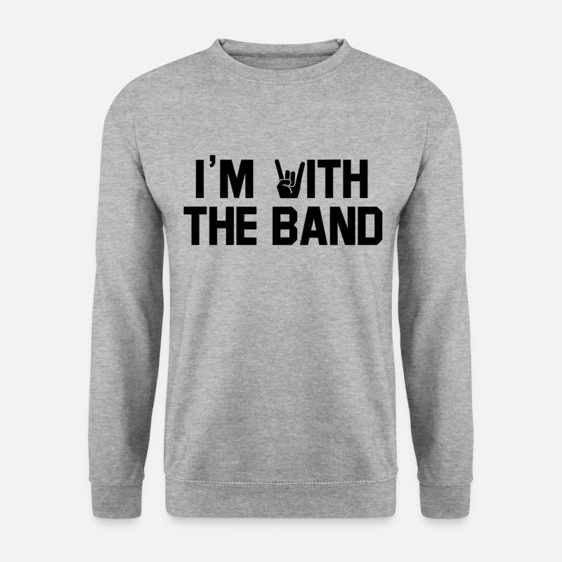 Ich bin bei der Band. Outfit für Konzerte. Rock.Metal - Unisex Pullover - Weißgrau meliert