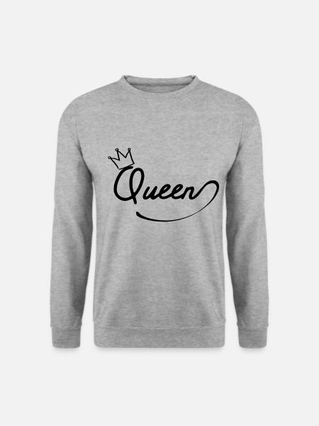 Schriftzug Queen - Unisex Pullover - Weißgrau meliert