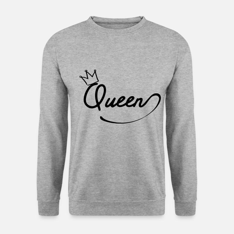 Schriftzug Queen - Unisex Pullover - Weißgrau meliert