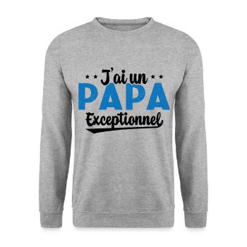 Fête des Pères - J'ai Un Papa Exceptionnel - Sweat-shirt Unisexe - gris chiné - Devant - Alina (178cm) & Michal (187cm)