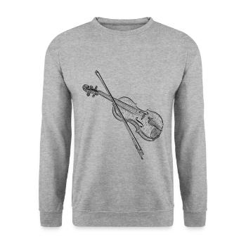 Geige - Unisex Pullover - Weißgrau meliert - Vorne - Alina (178cm) & Michal (187cm)