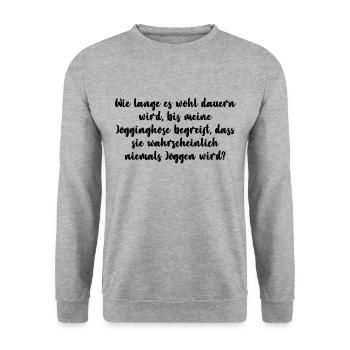 Meine Jogginghose - Unisex Pullover - Weißgrau meliert - Vorne - Alina (178cm) & Michal (187cm)