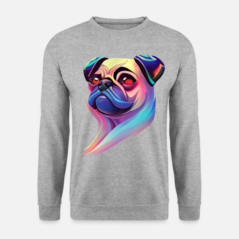 Mops - Unisex Pullover - Weißgrau meliert