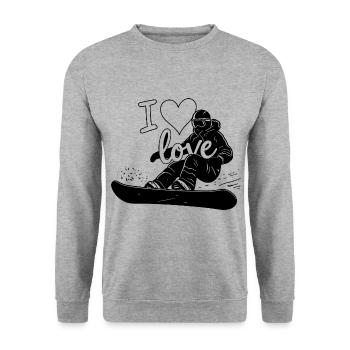 I love snowboarding winter sports - Unisex Sweatshirt - salt & pepper - Front - Alina (178cm) & Michal (187cm)