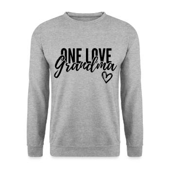 EINE LIEBE OMA. OMA GESCHENK. - Unisex Pullover - Weißgrau meliert - Vorne - Alina (178cm) & Michal (187cm)