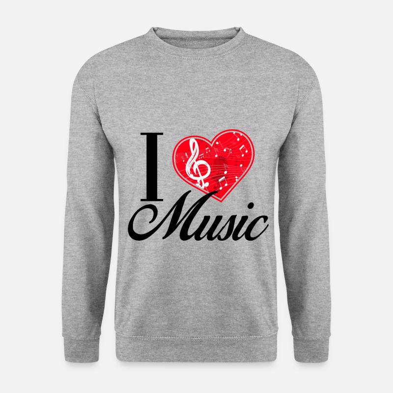 I liebe Musik - Unisex Pullover - Weißgrau meliert
