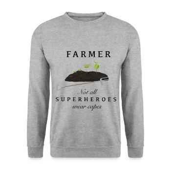 Farmer & Landwirt - Superheld ohne Umhang - Unisex Pullover - Weißgrau meliert - Vorne - Alina (178cm) & Michal (187cm)