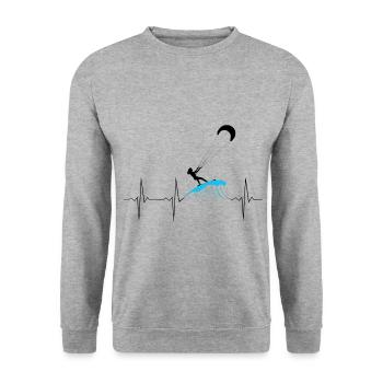 ECG Battement de Coeur Heartbeat KitesurfIng Woman Female - Sweat-shirt Unisexe - gris chiné - Devant - Alina (178cm) & Michal (187cm)