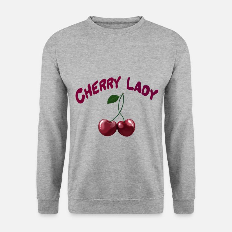 Kirschen - Cherry Lady - Unisex Pullover - Weißgrau meliert