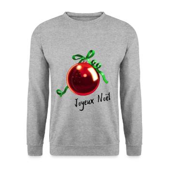Christbaum Kugel Joyeux Noël - Unisex Pullover - Weißgrau meliert - Vorne - Alina (178cm) & Michal (187cm)