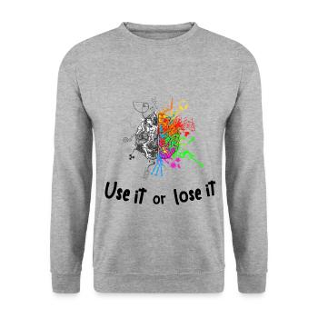 Brain halves functions - use it lose it - Unisex Sweatshirt - salt & pepper - Front - Alina (178cm) & Michal (187cm)