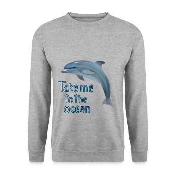 Dolphin - emmène-moi à la mer - Sweat-shirt Unisexe - gris chiné - Devant - Alina (178cm) & Michal (187cm)