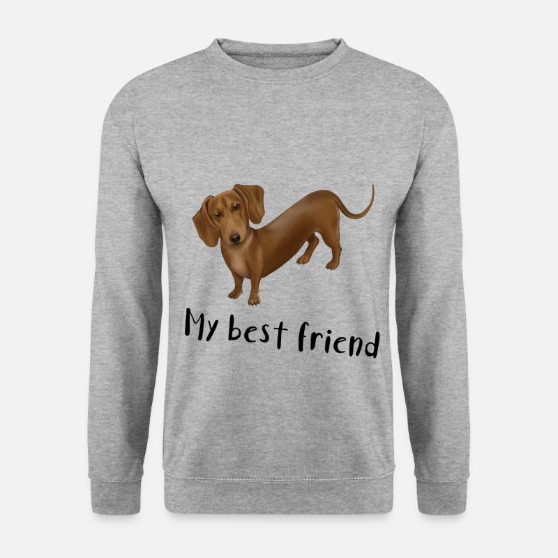 Hund - Dackel ist mein bester Freund - Unisex Pullover - Weißgrau meliert