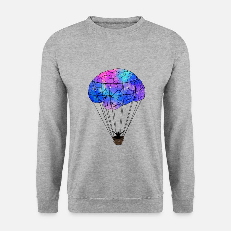Gehirn Balloon Mind - Unisex Pullover - Weißgrau meliert
