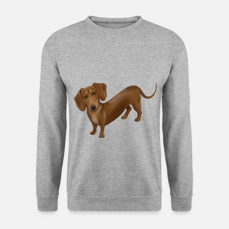 Hund - Dackel - Unisex Pullover - Weißgrau meliert