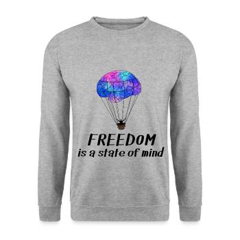 Gehirn Balloon Freedom state of mind - Unisex Pullover - Weißgrau meliert - Vorne - Alina (178cm) & Michal (187cm)