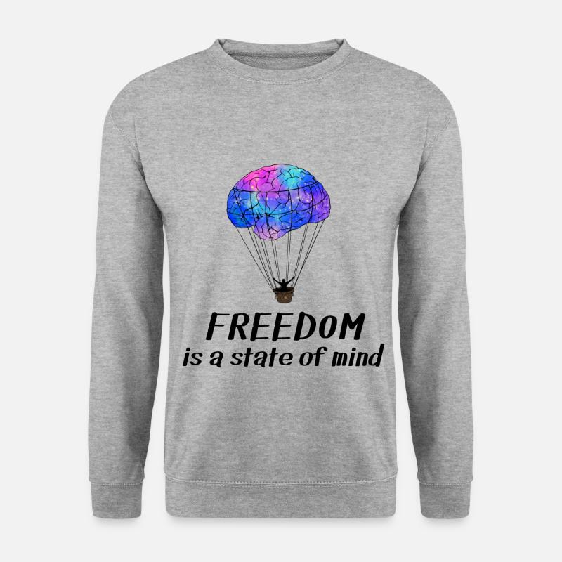 Gehirn Balloon Freedom state of mind - Unisex Pullover - Weißgrau meliert