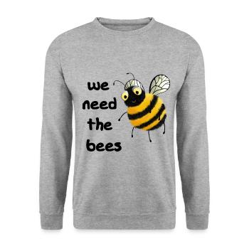 Bees - We need the bees - Unisex Sweatshirt - salt & pepper - Front - Alina (178cm) & Michal (187cm)