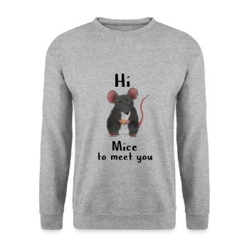 Doux souris / rat - ravi de vous rencontrer - Sweat-shirt Unisexe - gris chiné - Devant - Alina (178cm) & Michal (187cm)