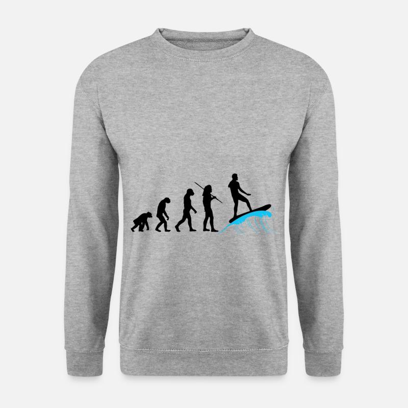 Evolution - Surfing - Unisex Pullover - Weißgrau meliert
