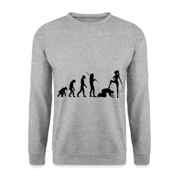 Evolution - Domina und Sklave - Unisex Pullover - Weißgrau meliert - Vorne - Alina (178cm) & Michal (187cm)