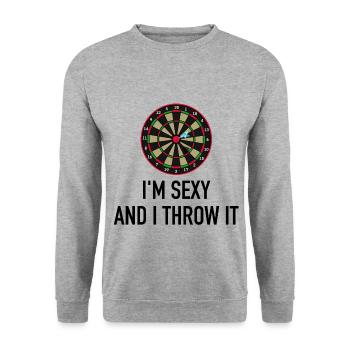 Dart je suis sexy et je le jette - Sweat-shirt Unisexe - gris chiné - Devant - Alina (178cm) & Michal (187cm)