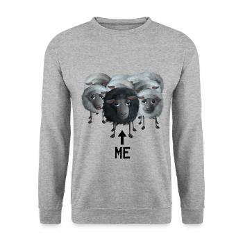 Süßes Schaf - Ich das schwarze Schaf - Unisex Pullover - Weißgrau meliert - Vorne - Alina (178cm) & Michal (187cm)